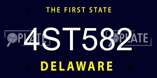 4ST582 Delaware License Plate