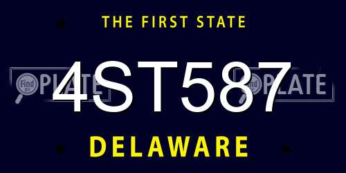 4ST587 Delaware License Plate