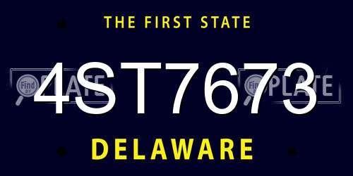 4ST7673 Delaware License Plate