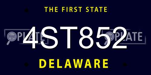 4ST852 Delaware License Plate