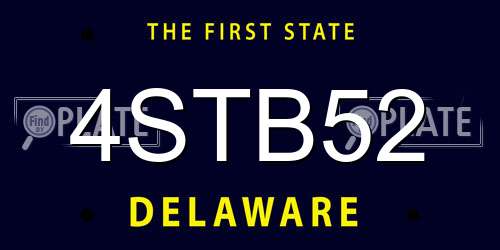 4STB52 Delaware License Plate