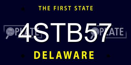 4STB57 Delaware License Plate