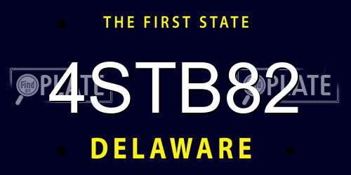 4STB82 Delaware License Plate