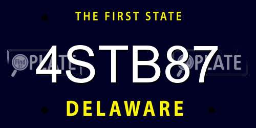 4STB87 Delaware License Plate