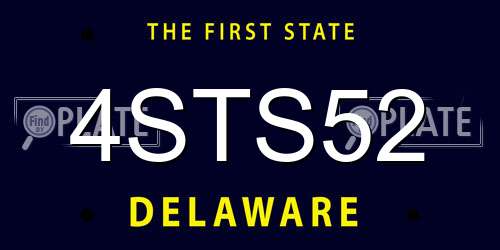 4STS52 Delaware License Plate