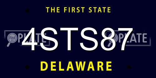 4STS87 Delaware License Plate
