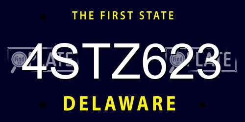 4STZ623 Delaware License Plate