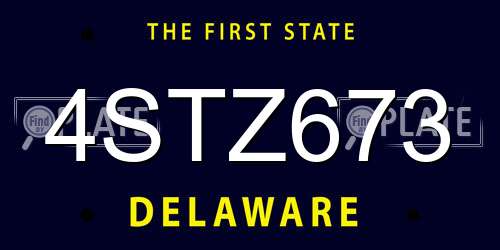 4STZ673 Delaware License Plate