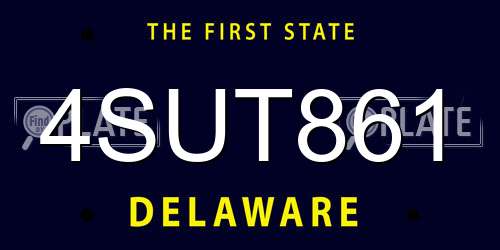 4SUT861 Delaware License Plate