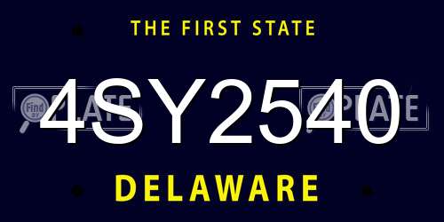 4SY2540 Delaware License Plate