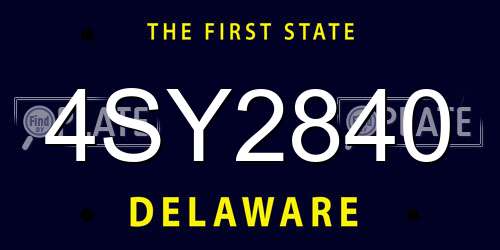 4SY2840 Delaware License Plate
