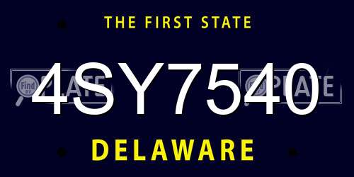 4SY7540 Delaware License Plate