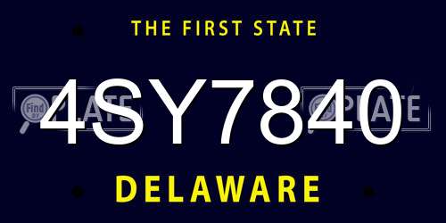 4SY7840 Delaware License Plate