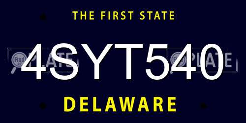 4SYT540 Delaware License Plate