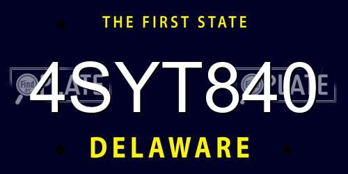 4SYT840 Delaware License Plate