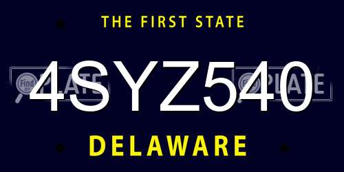 4SYZ540 Delaware License Plate