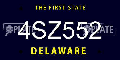 4SZ552 Delaware License Plate
