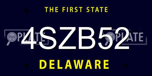 4SZB52 Delaware License Plate