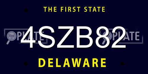 4SZB82 Delaware License Plate