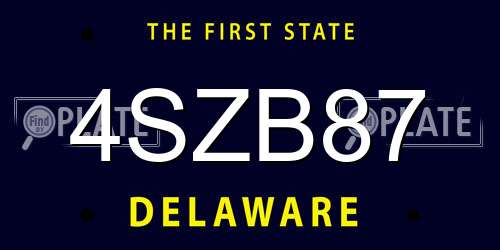4SZB87 Delaware License Plate