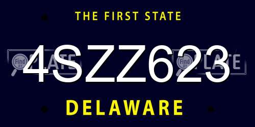 4SZZ623 Delaware License Plate