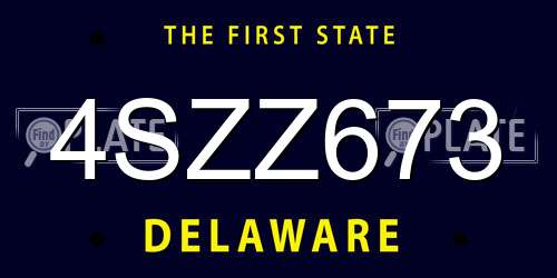 4SZZ673 Delaware License Plate
