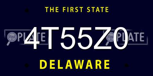 4T55Z0 Delaware License Plate