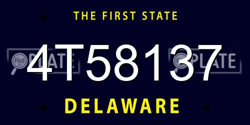 4T58137 Delaware License Plate