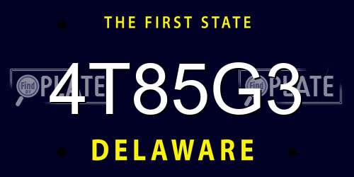 4T85G3 Delaware License Plate