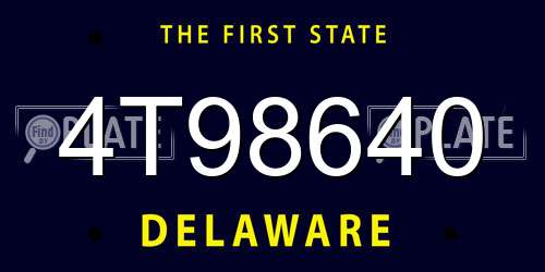 4T98640 Delaware License Plate