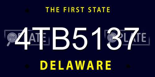 4TB5137 Delaware License Plate