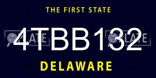 4TBB132 Delaware License Plate