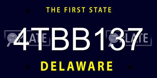 4TBB137 Delaware License Plate