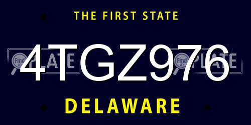 4TGZ976 Delaware License Plate