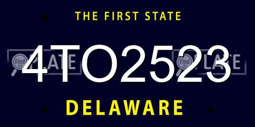 4TO2523 Delaware License Plate
