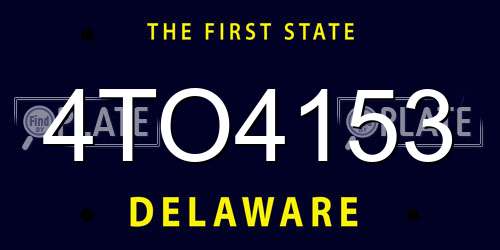 4TO4153 Delaware License Plate