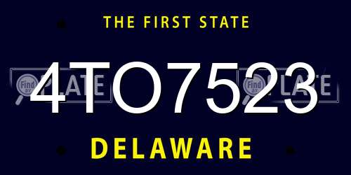 4TO7523 Delaware License Plate