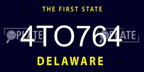 4TO764 Delaware License Plate
