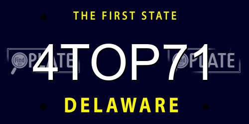4TOP71 Delaware License Plate