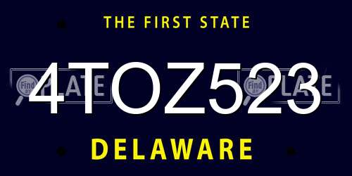 4TOZ523 Delaware License Plate