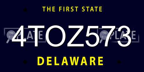 4TOZ573 Delaware License Plate