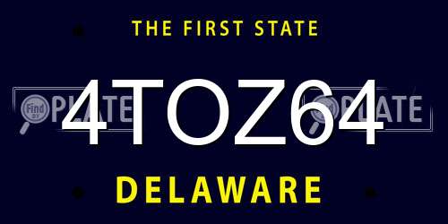 4TOZ64 Delaware License Plate