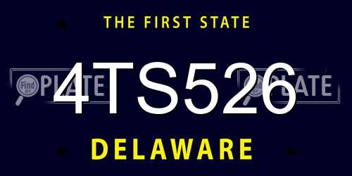 4TS526 Delaware License Plate