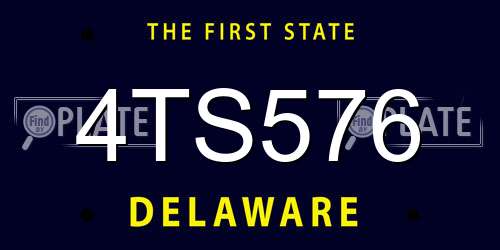 4TS576 Delaware License Plate