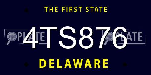 4TS876 Delaware License Plate