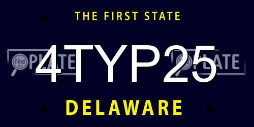 4TYP25 Delaware License Plate