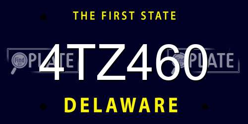 4TZ460 Delaware License Plate
