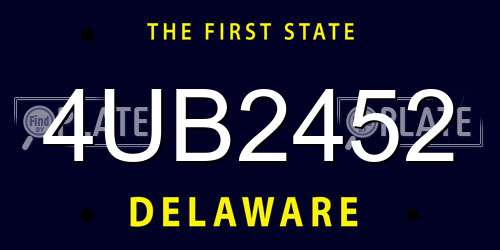 4UB2452 Delaware License Plate