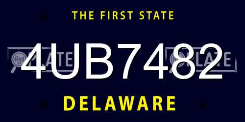 4UB7482 Delaware License Plate