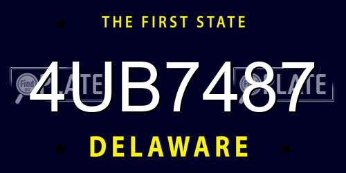 4UB7487 Delaware License Plate
